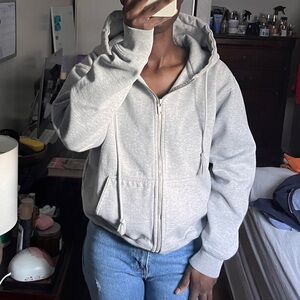 Brandy Melville - Grey Zip Up Hoodie (o/s)